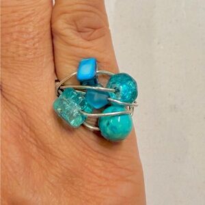 Silver and Blue Gemstone Ring
